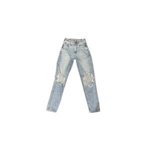 American Eagle Outfitters Light Blue Distressed Mom Jeans